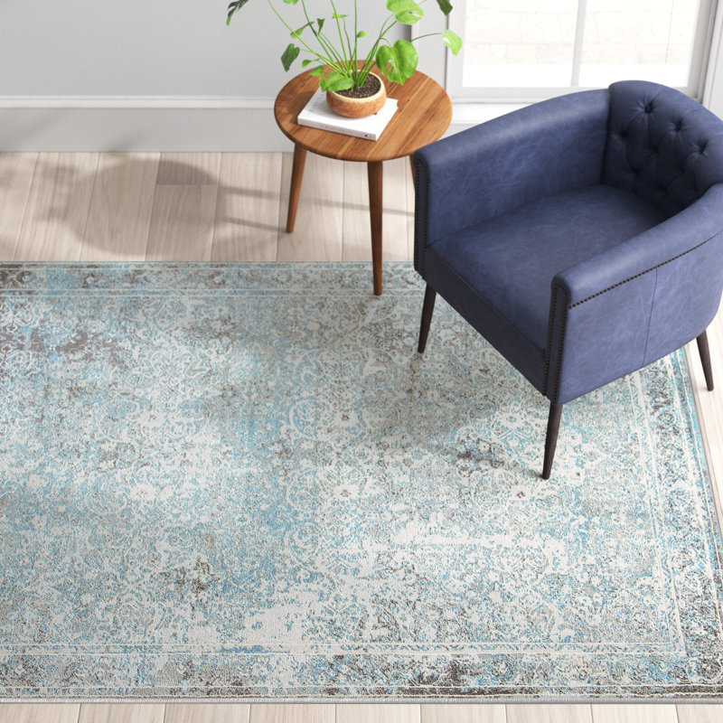 Mistana™ Danny Machine Woven Turquoise/Dark Gray/Ivory Rug & Reviews
